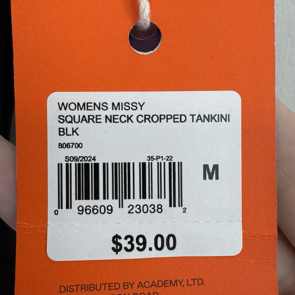 NWT Freely Black Cropped Tankini Top M Square Neck Swim Top
