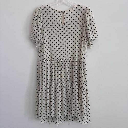 Altar'd State Polka Dot Mesh Tiered Mini Dress Small Tan Black Women’s