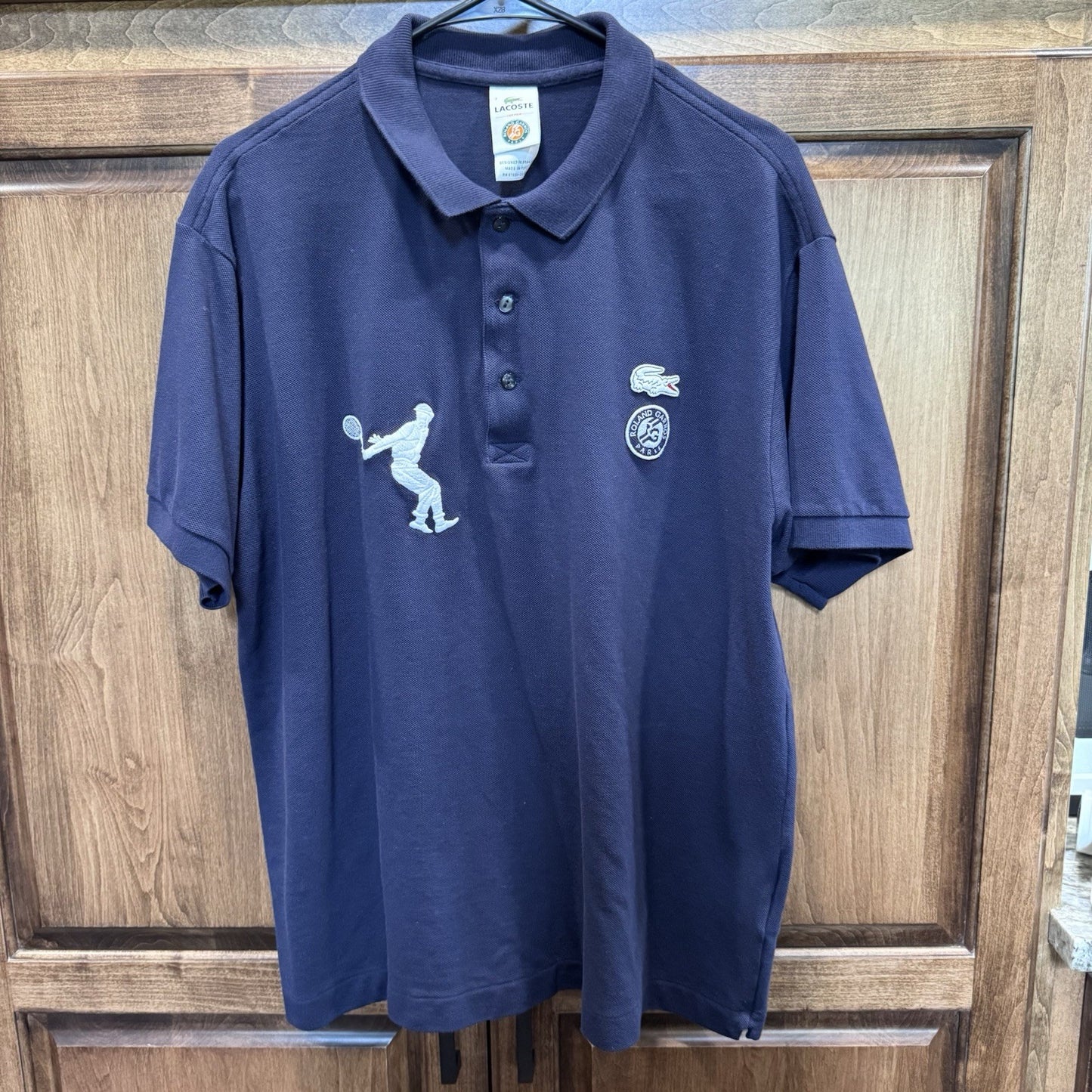 Lacoste Roland Garros Polo Shirt Men’s Size 7 XL Navy Blue Tennis Logo Cotton