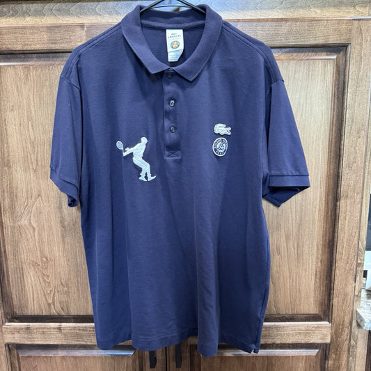 Lacoste Roland Garros Polo Shirt Men’s Size 7 XL Navy Blue Tennis Logo Cotton
