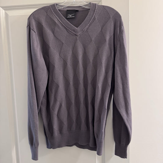 Mizuno Men’s Argyle V-Neck Sweater L Gray Golf Knit Modal Cotton