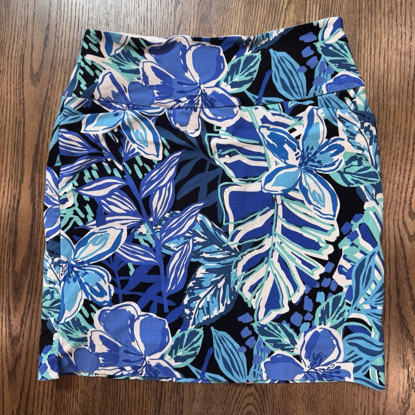 Swing Control Tropical Floral Golf Skort Size 4 Blue Green Stretch Lined