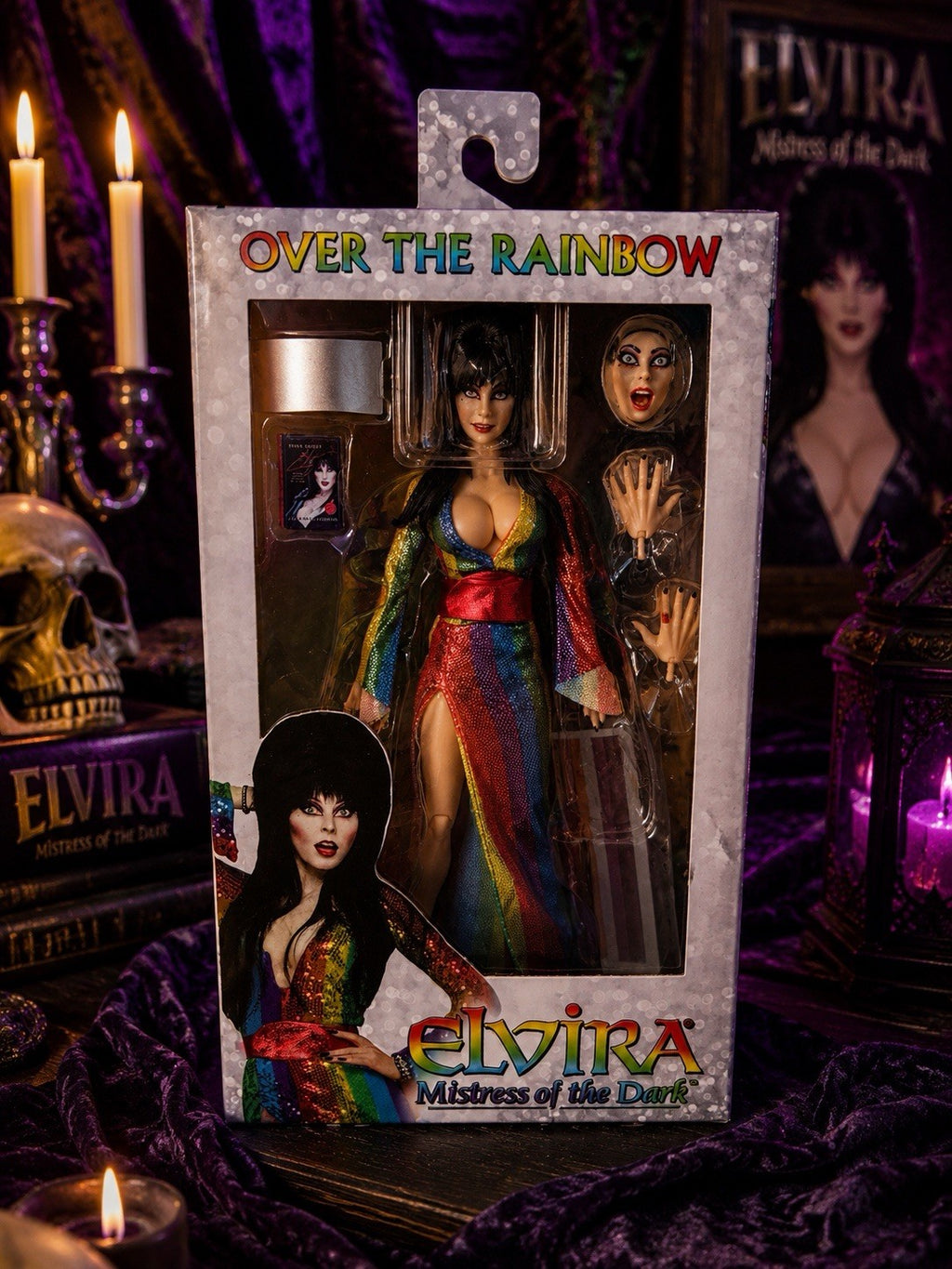 NECA Elvira Over the Rainbow Mistress of the Dark 8” Clothed Figure Sealed