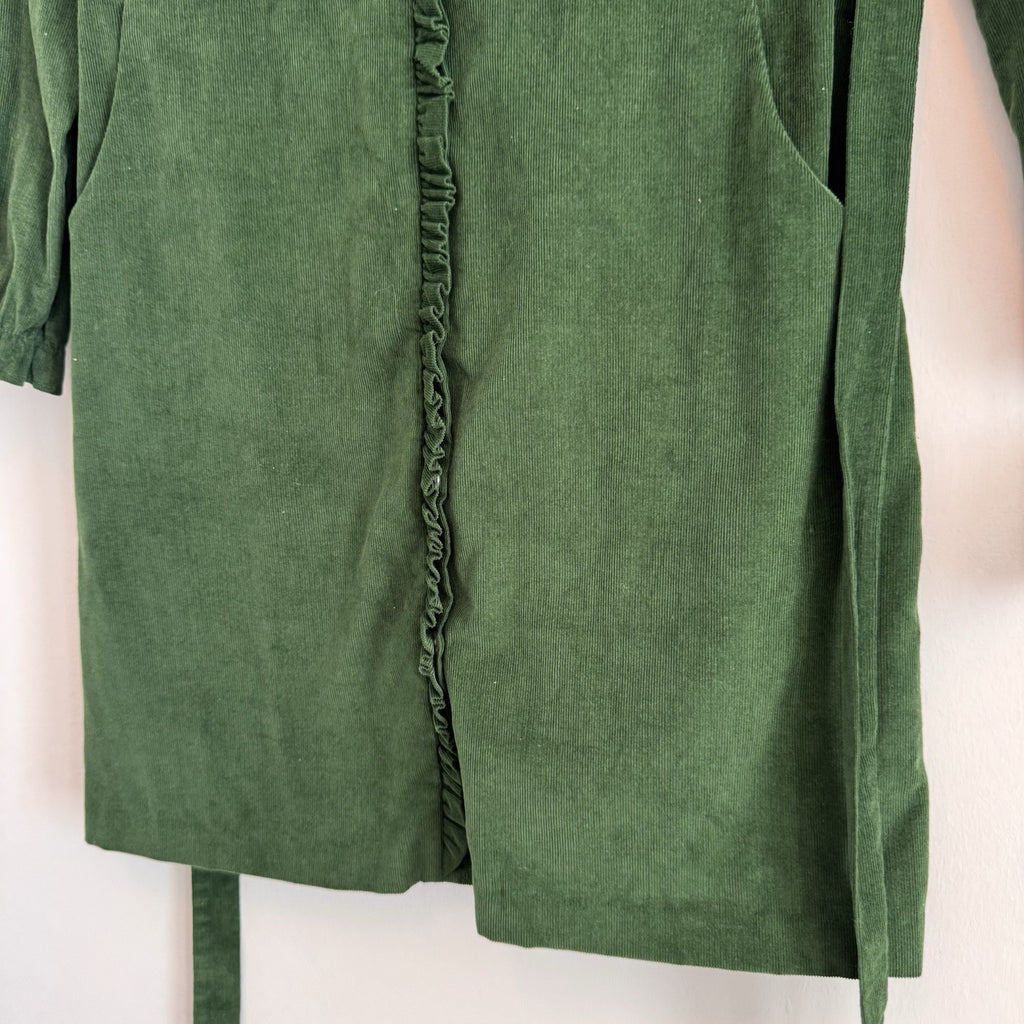 Little English Allie Corduroy Dress Girls Size 10 Green Ruffle NWT MSRP81