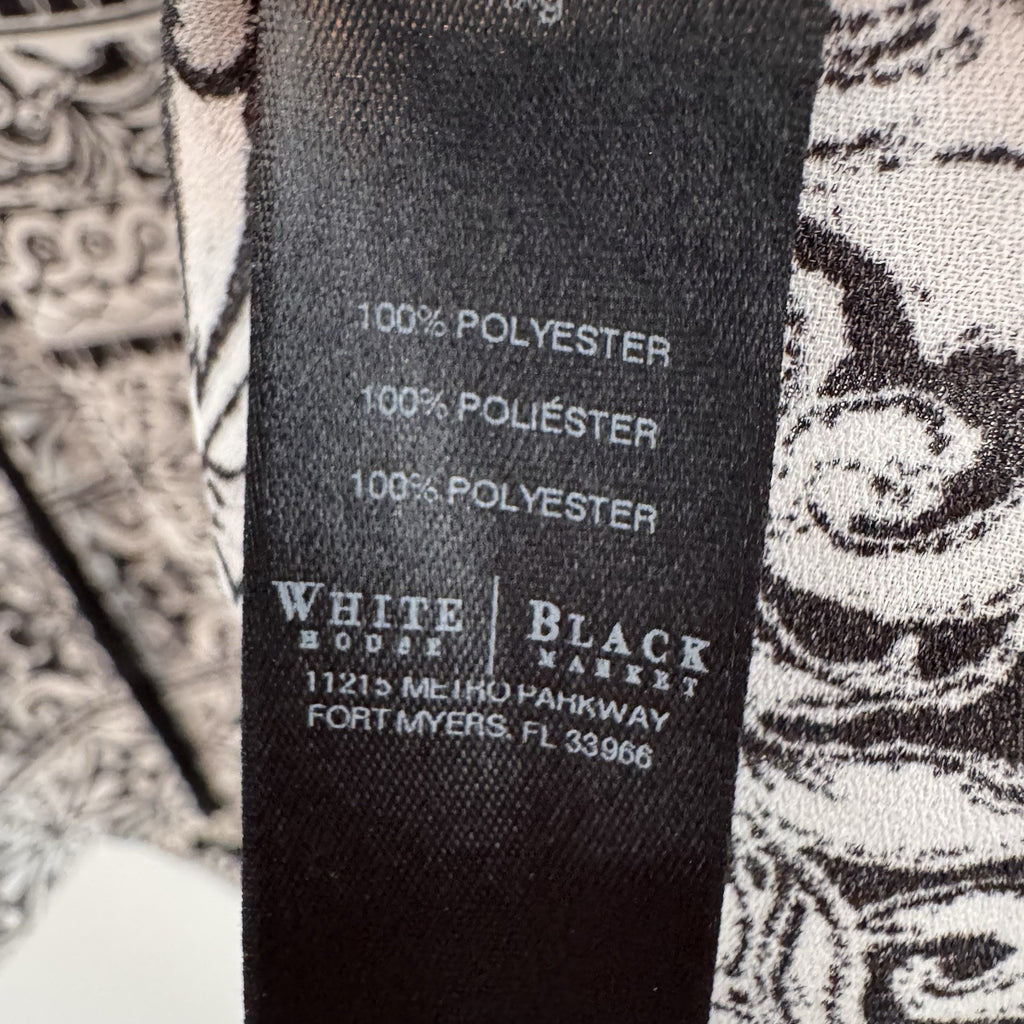 White House Black Market Boho Dress Black White Print Women’s 2