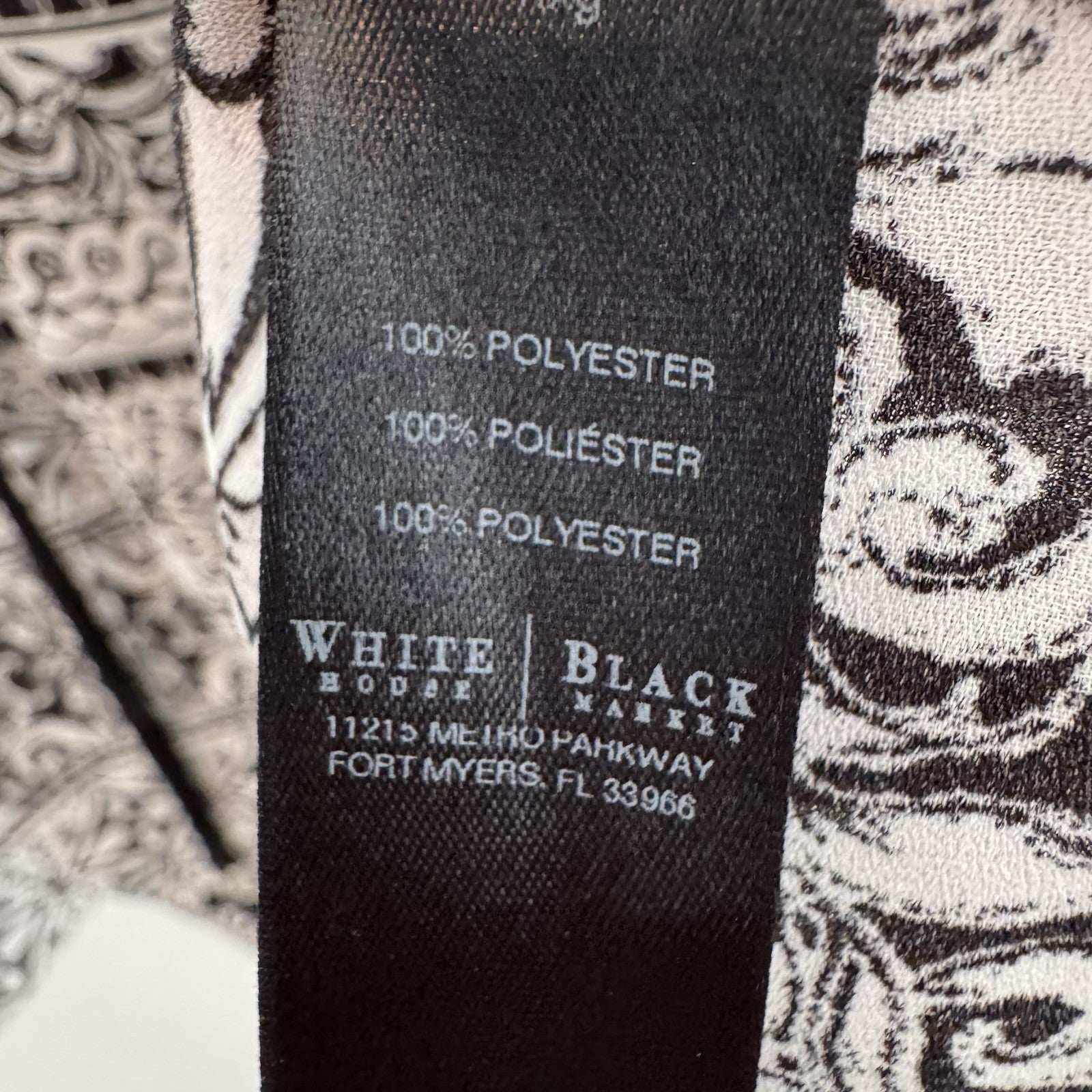 White House Black Market Boho Dress Black White Print Women’s 2