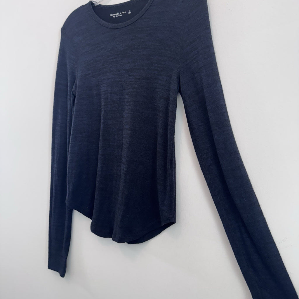Abercrombie & Fitch Soft A&F Cozy Black Blue Long Sleeve Top Size Small