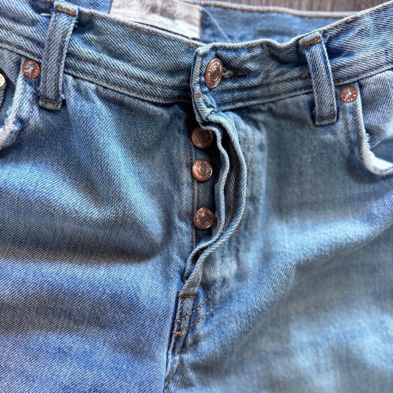 Free People Maggie Mid Rise Straight Leg Distressed Denim Jeans Medium Wash 25