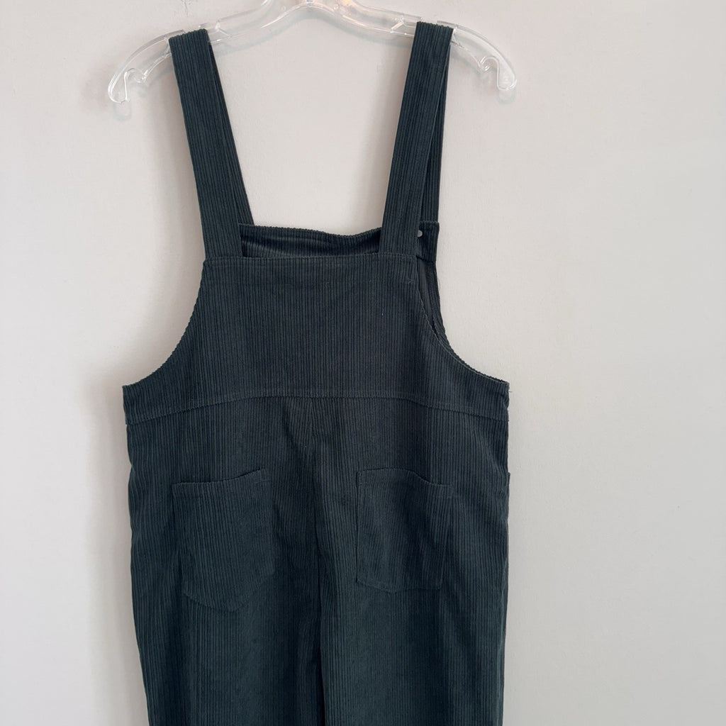 Pink Lily Hunter Green Corduroy Overalls Size Small Retro Boho Adjustable