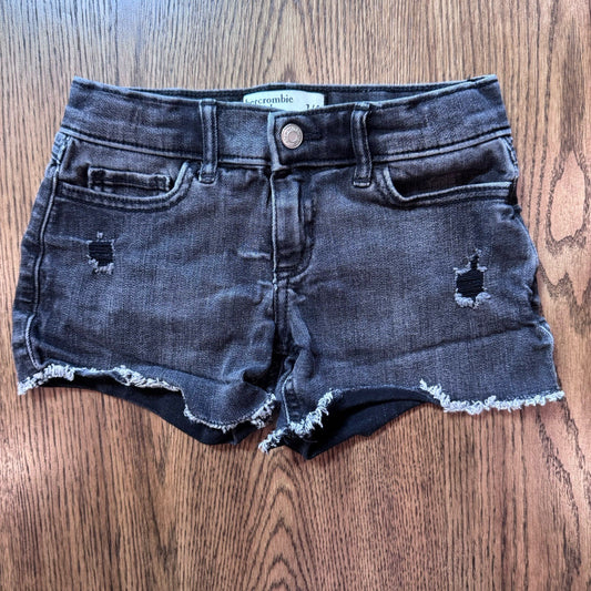 Abercrombie Kids Girls Midi Shorts Size 7/8 Black Distressed Frayed Hem 