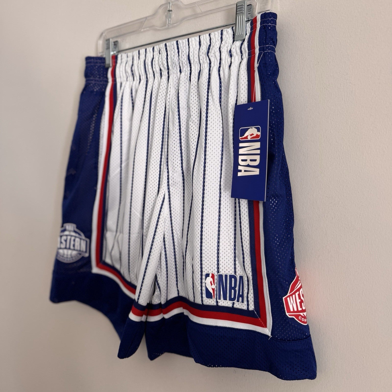 NBA Eastern Western Conference Medium Basketball Shorts White Blue Men’s NWT