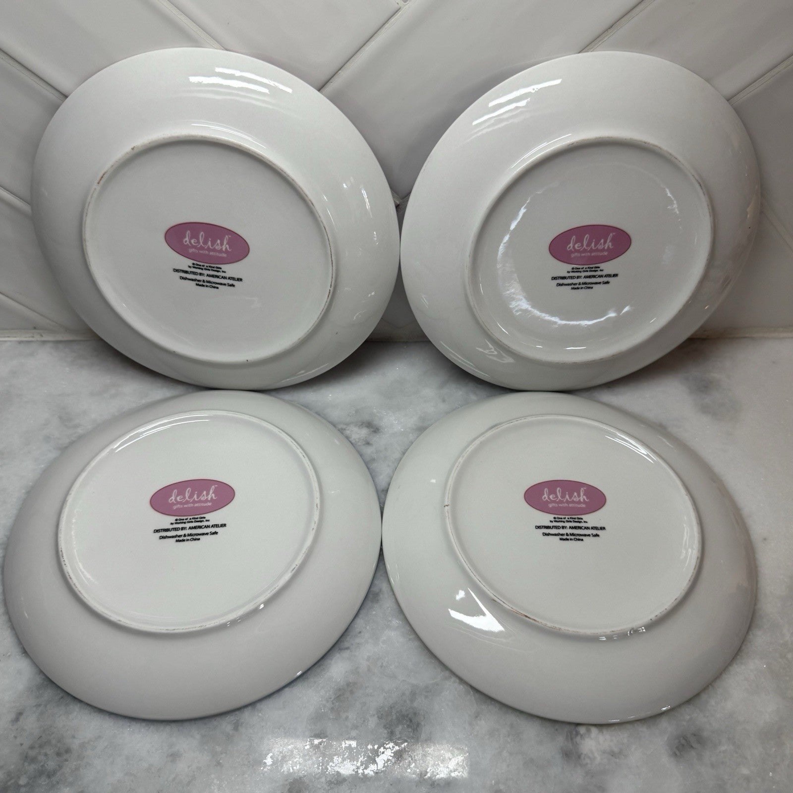 Unique Delish One of a Kind Girls Dessert Plates American Atelier Set of 4