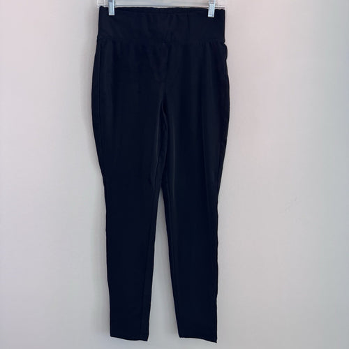 Buckle Black Faux Leather Leggings Women M High Rise Pull On Skinny