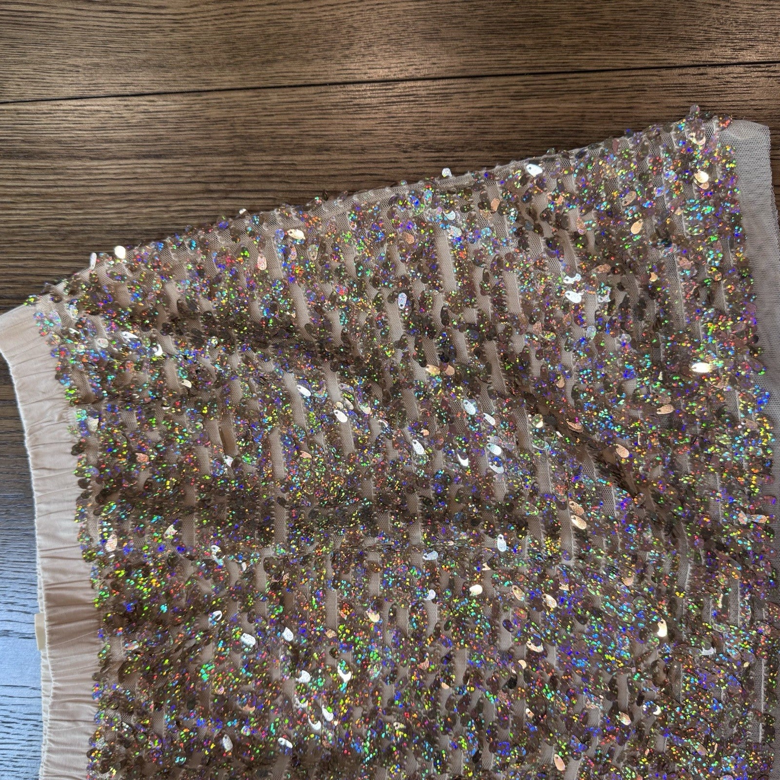 Crewcuts Girls Size 14 Sequin Skirt Pink Nude Iridescent Glitter Lined