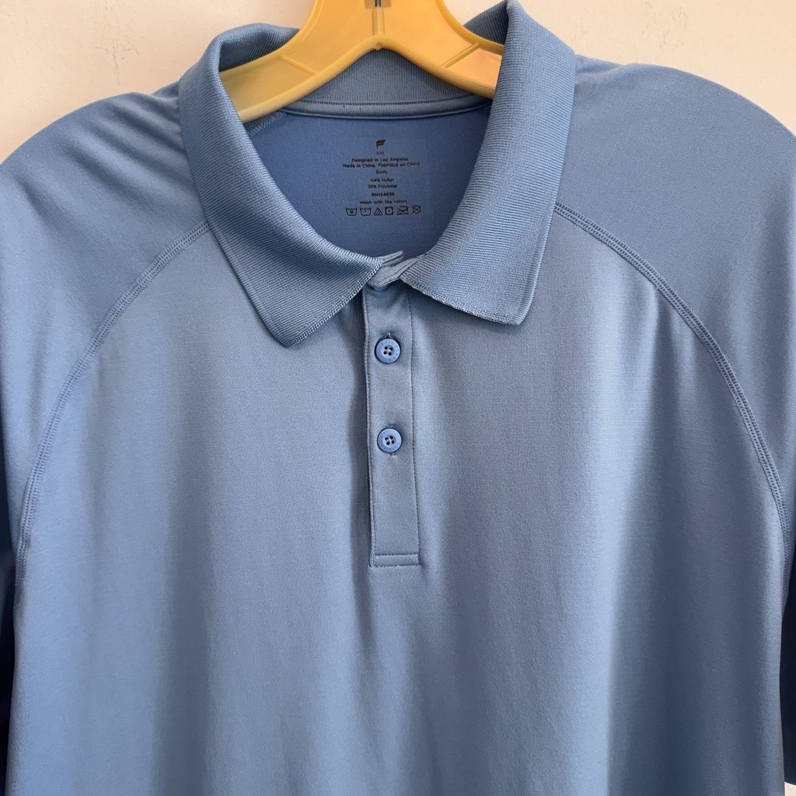 Fabletics Men’s XXL Polo Shirt Blue Performance Sport Short Sleeve Athletic
