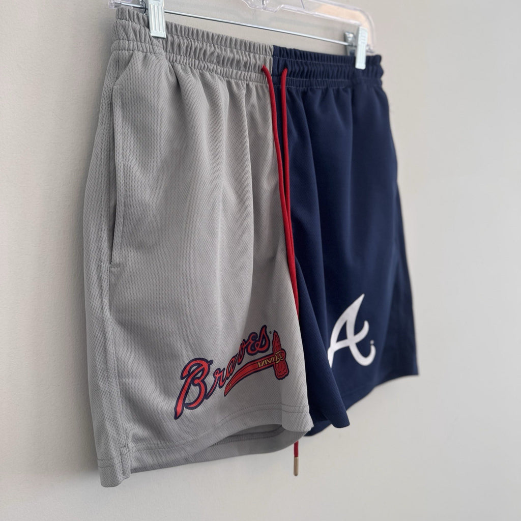 Baseballism x MLB Atlanta Braves Mesh Shorts NWT Split Home Away Gray Navy S $60