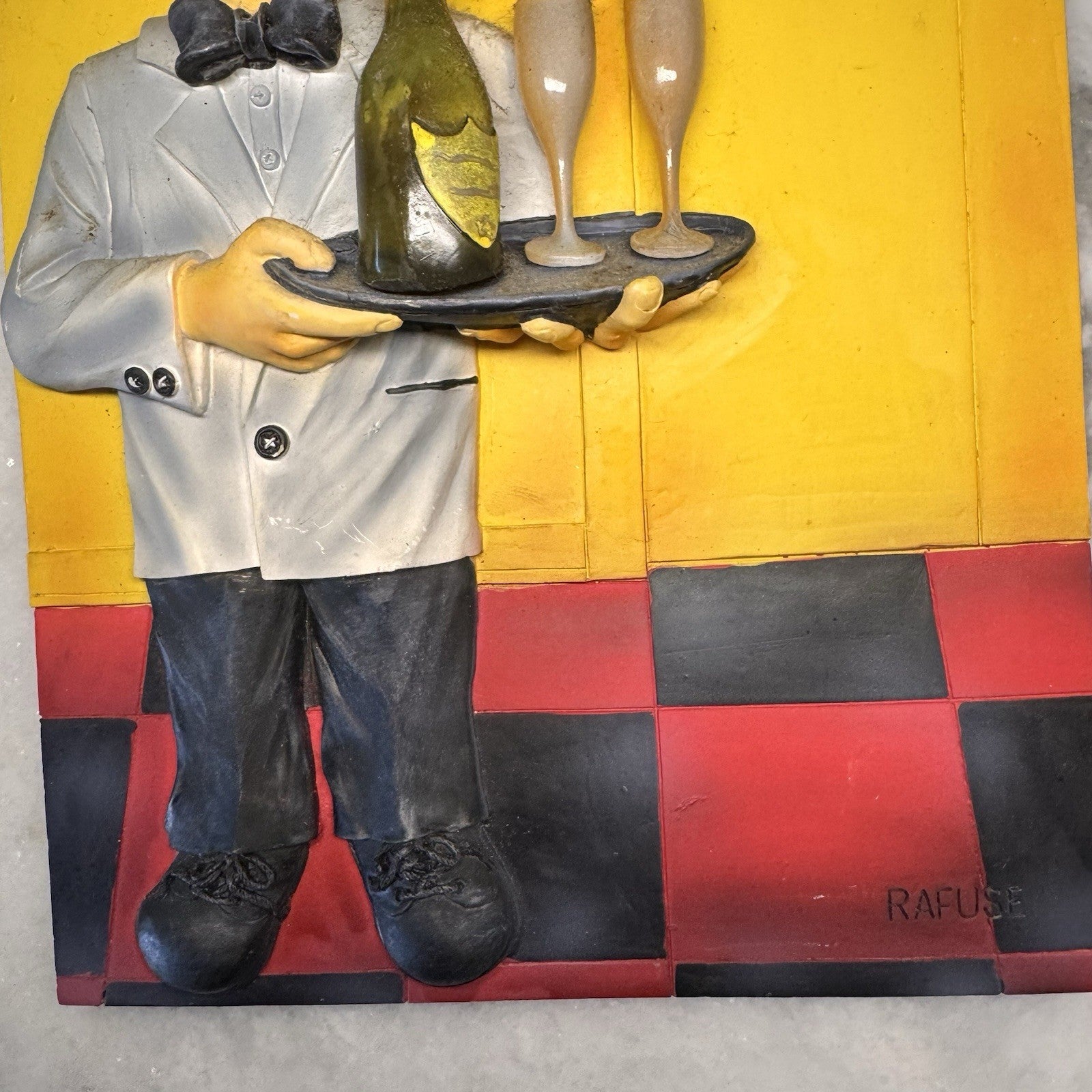 Vintage Peter Rafuse 3D Wall Plaque Set Whimsical Waitress Lucy & Waiter Resin