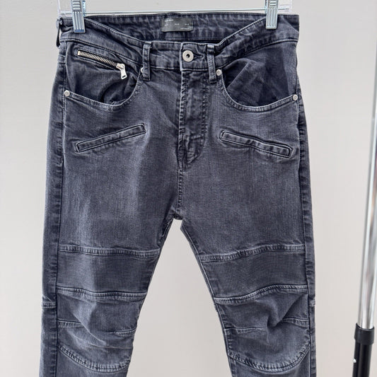 Zara Man Moto Jeans Size 38 (US 30) – Biker Slim Fit Distressed Gray Denim
