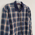 H&M L.O.G.G Mens XL Plaid Flannel Shirt Blue Corduroy Collar