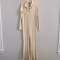 PrettyLittleThing Maternity Cream Rib Collar Flare Jumpsuit US 12 NWT
