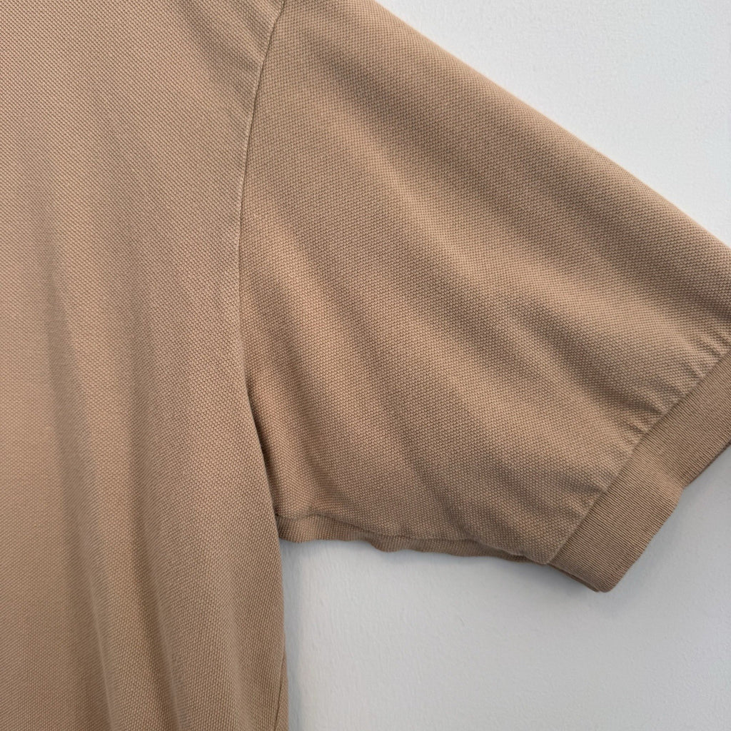 Polo Ralph Lauren Mens Large Tan Khaki Short Sleeve Pique Polo Shirt Pony