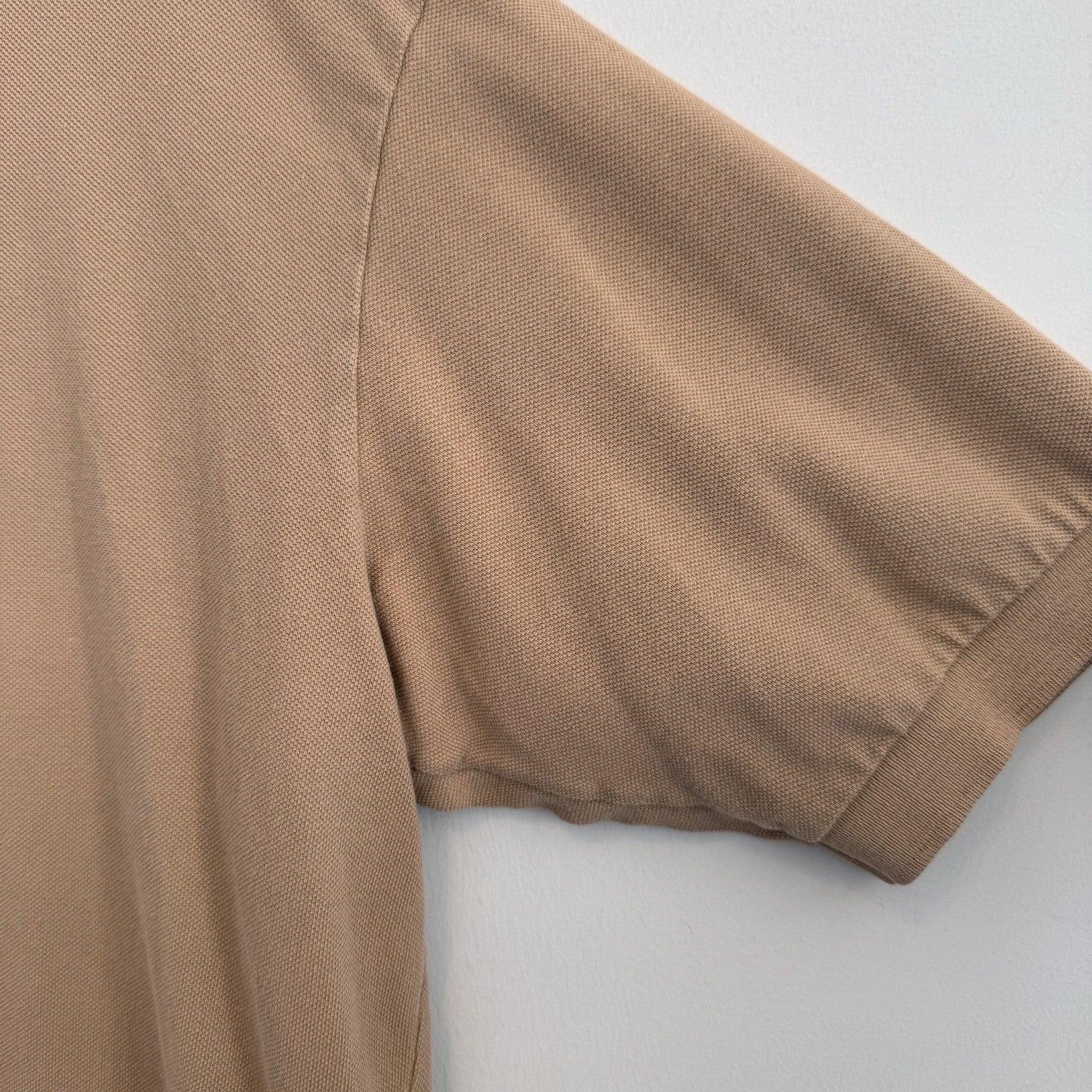 Polo Ralph Lauren Mens Large Tan Khaki Short Sleeve Pique Polo Shirt Pony