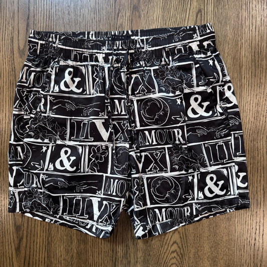 ASOS DESIGN Men’s Black & White Graphic Print Shorts Size XS 30” 