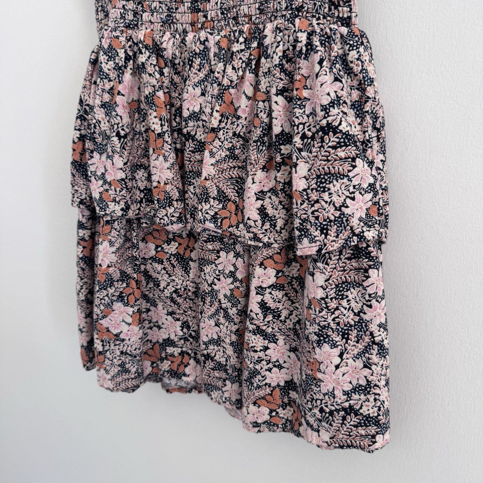 XS American Eagle Outfitters Women’s Floral Print Tiered Ruffle Mini Dress Boho