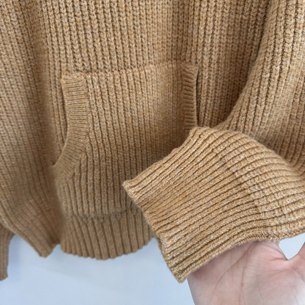 American Eagle Hooded Chunky Knit Sweater Hoodie Tan Beige Oversized M Women’s