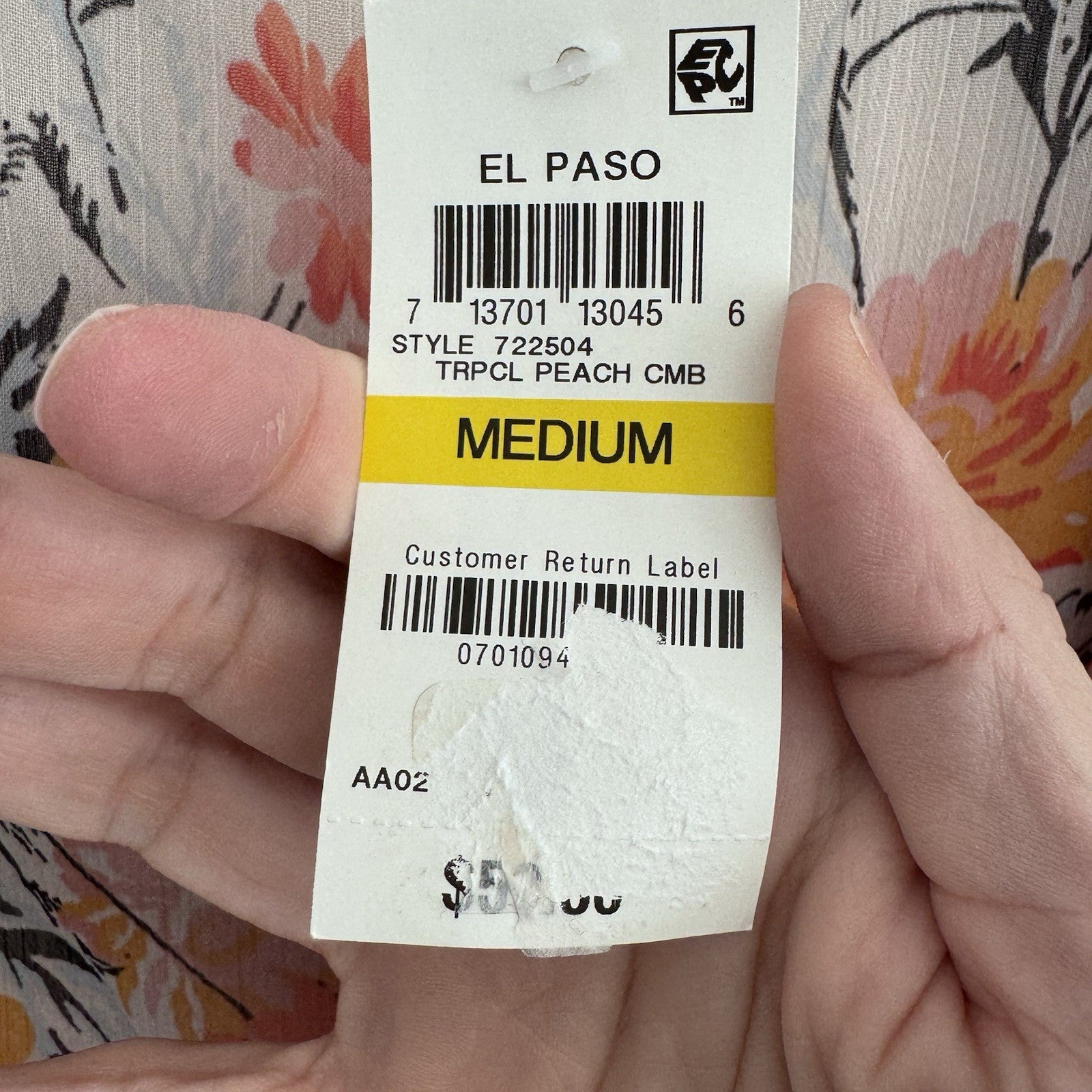 American Rag Floral Kimono Duster Medium Boho Sheer Peach Open Front