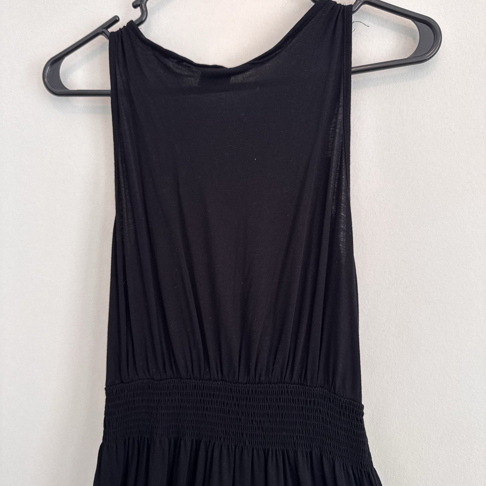 LASCANA Black Smocked Waist Metal Detail Halter Maxi Dress US 10