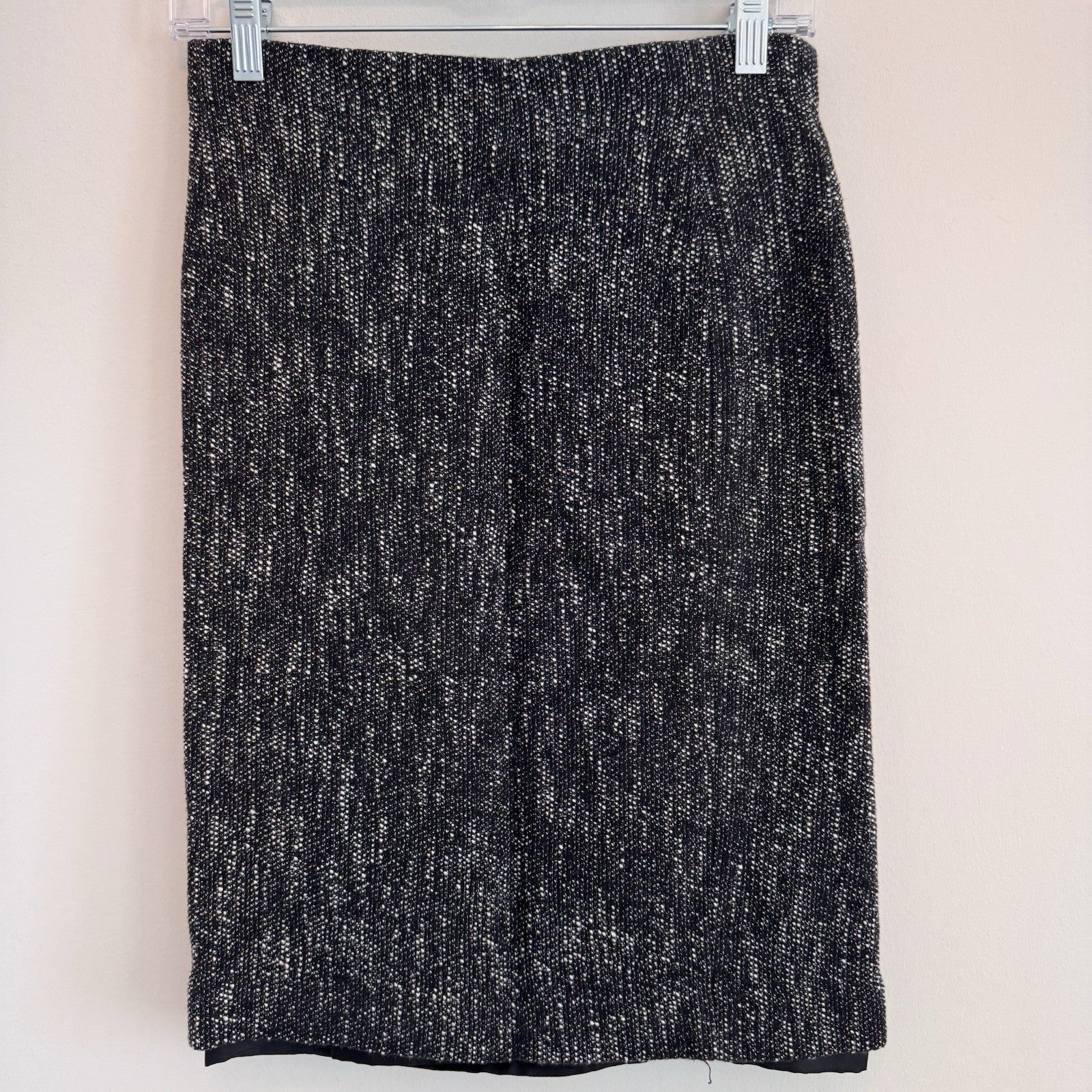 Talbots Petites Tweed Skirt Suit Set 2P 4P Black White Textured Bow Jacket