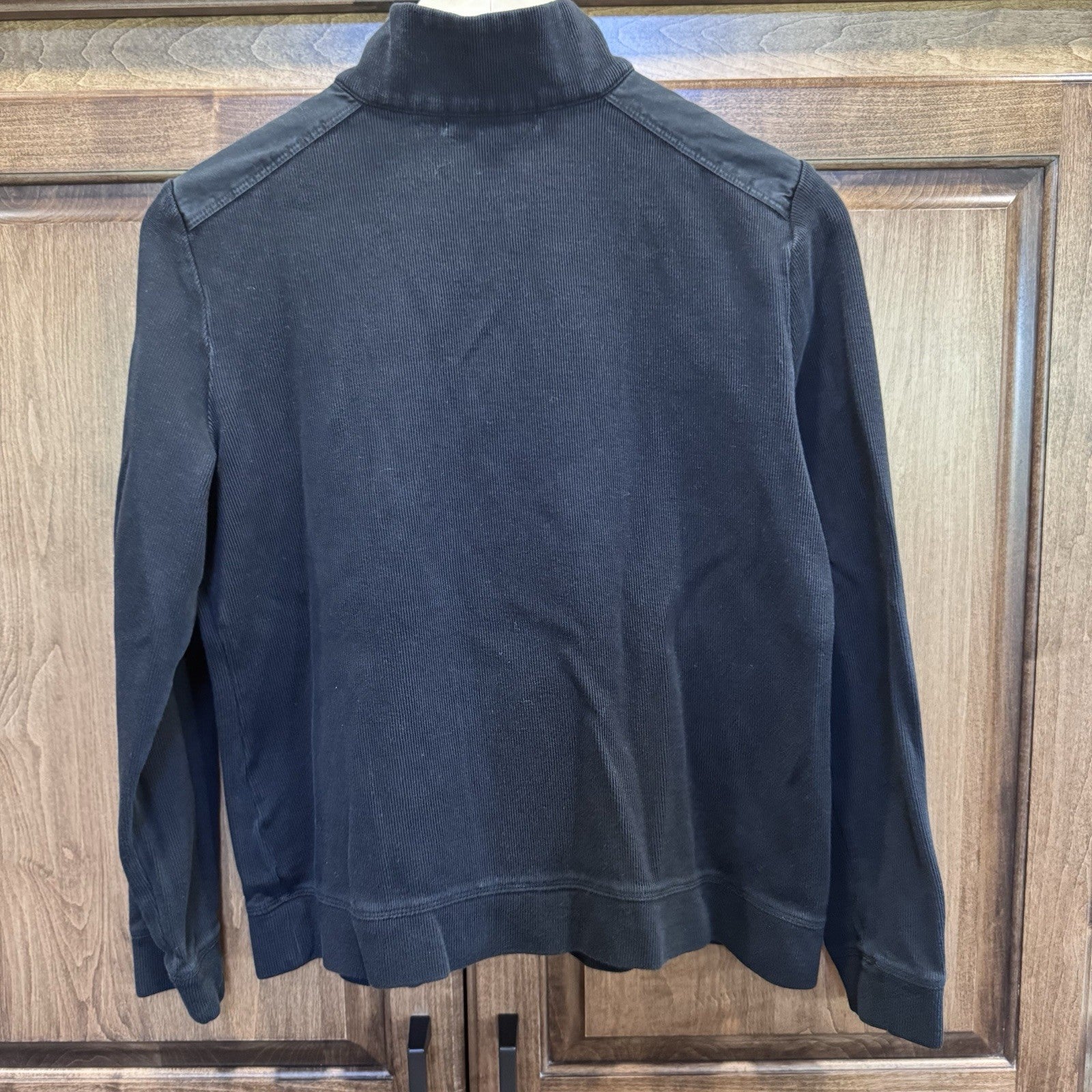 Lauren Ralph Lauren Black Waffle Knit Snap Button Pullover Top Size L