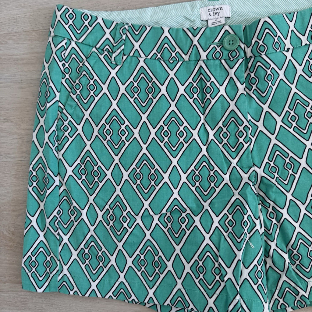 Crown & Ivy Shorts Lot Of 2  Size 14 Geometric & Medallion Print Cotton