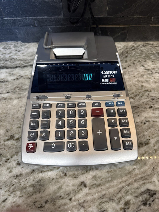 Canon MP11DX 12-Digits 2-Color Clock Adding Machine Printing Calculator Tested