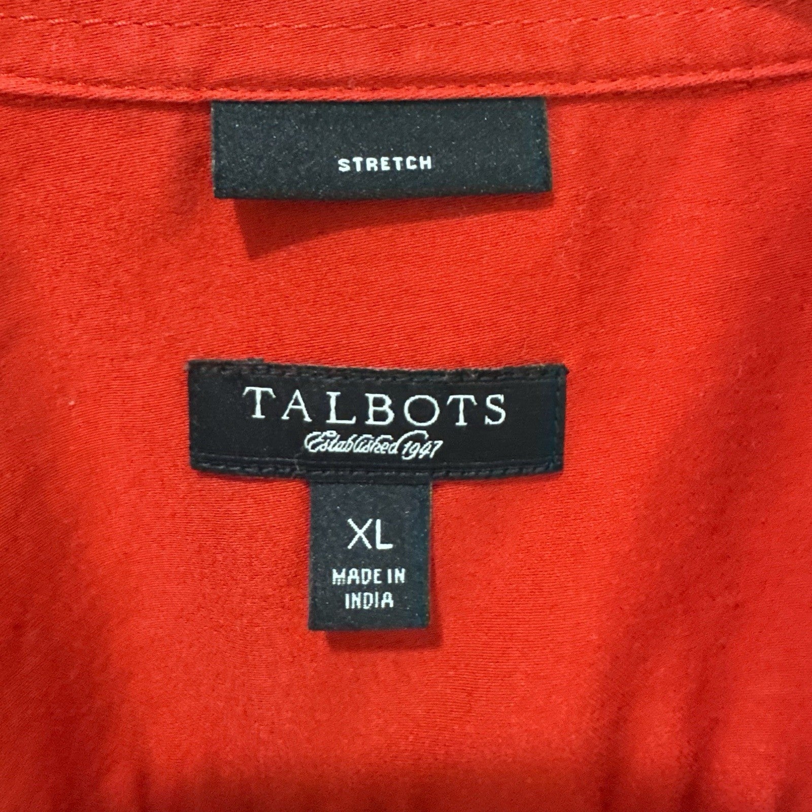 Talbots Stretch Button Down Shirt Red XL Long Sleeve Blouse Career Womens