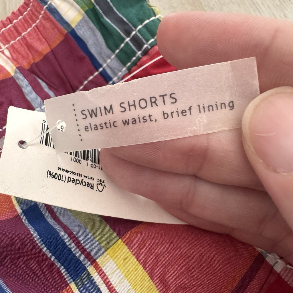 Old Navy Men’s Small Swim Trunks NWT Rainbow Plaid Madras Mesh Lined 2011