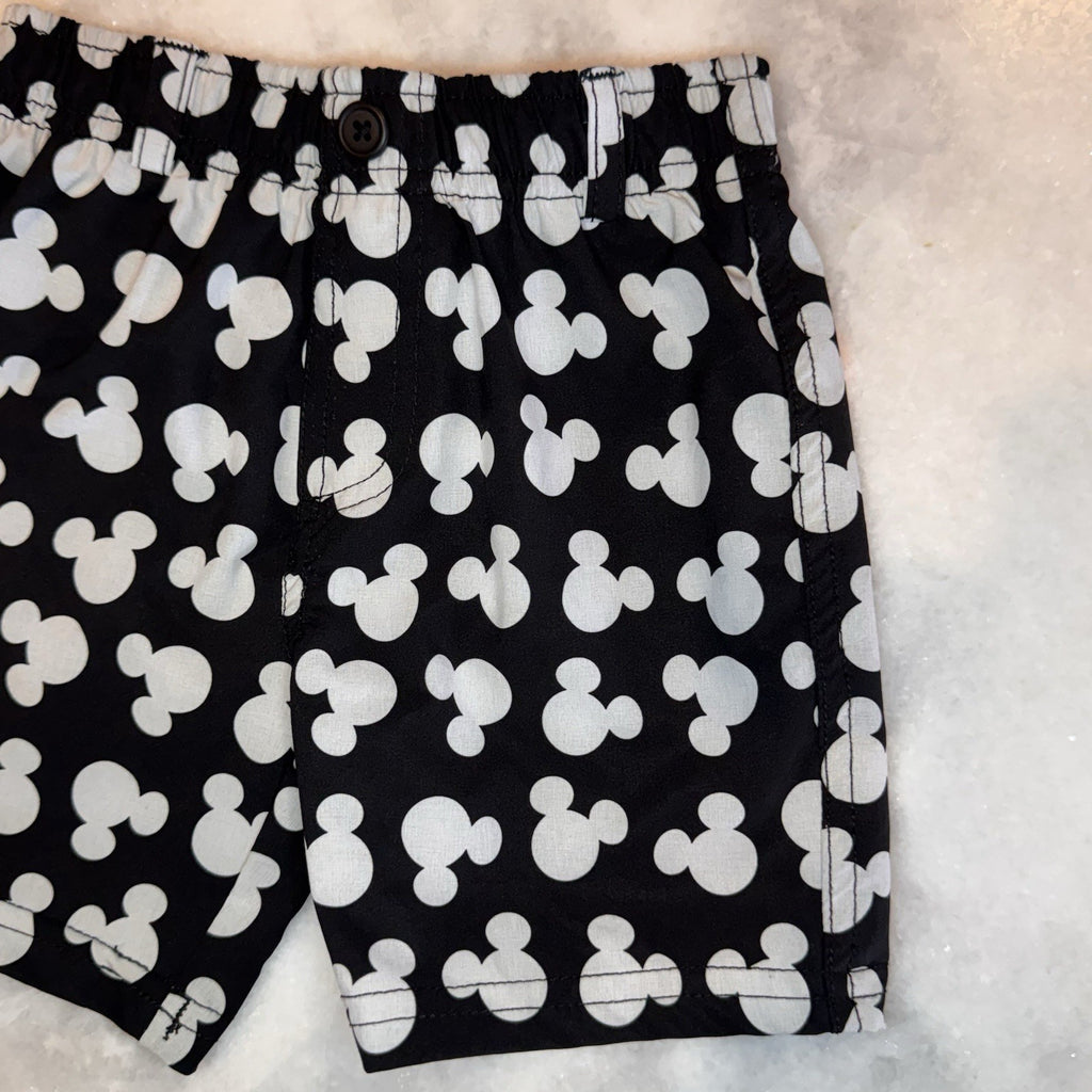 George Hats Mickey Mouse Board Shorts Boys 2-3T Black White Disney Swim Trunks