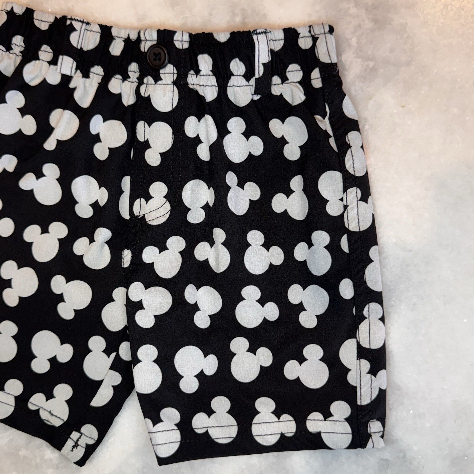 George Hats Mickey Mouse Board Shorts Boys 2-3T Black White Disney Swim Trunks