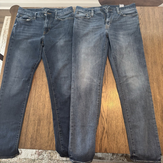 2 Banana Republic Traveler Slim Fit Blue Jeans Mens 32x34 Lyocell Cotton Blend