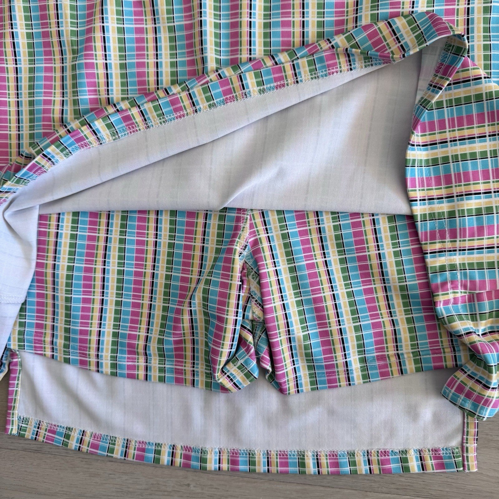 Cindy Ricci Colorful Plaid Skort Skirt Shorts Size M Stretch Golf Tennis