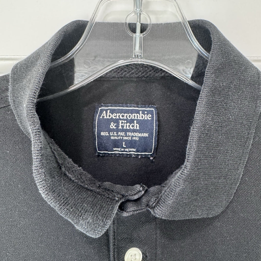 Abercrombie & Fitch Black Polo Shirt Mens Large Short Sleeve Logo