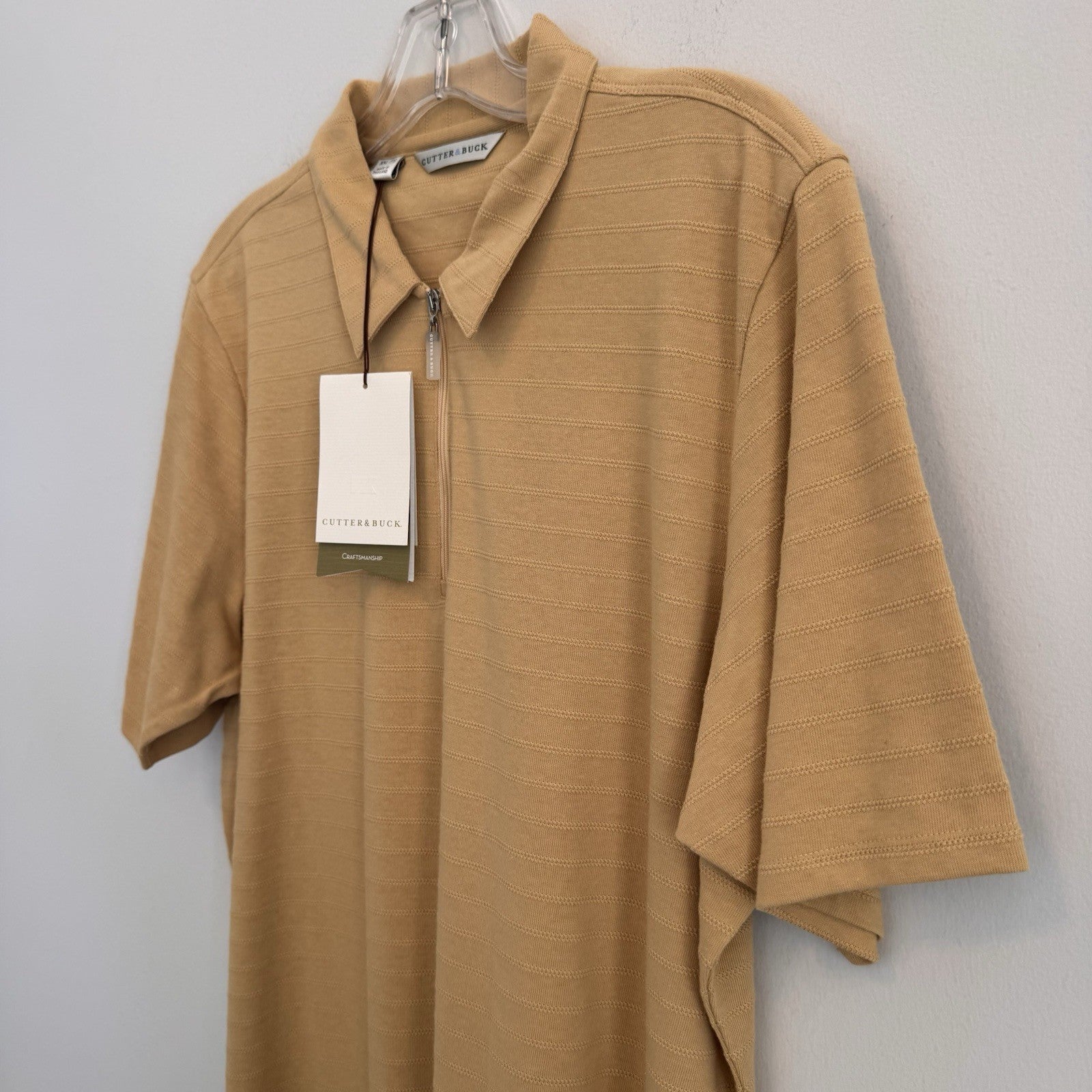 Cutter & Buck Men XXL NWT 1/4 Zip Polo Shirt San Diego Sailboat Mustard
