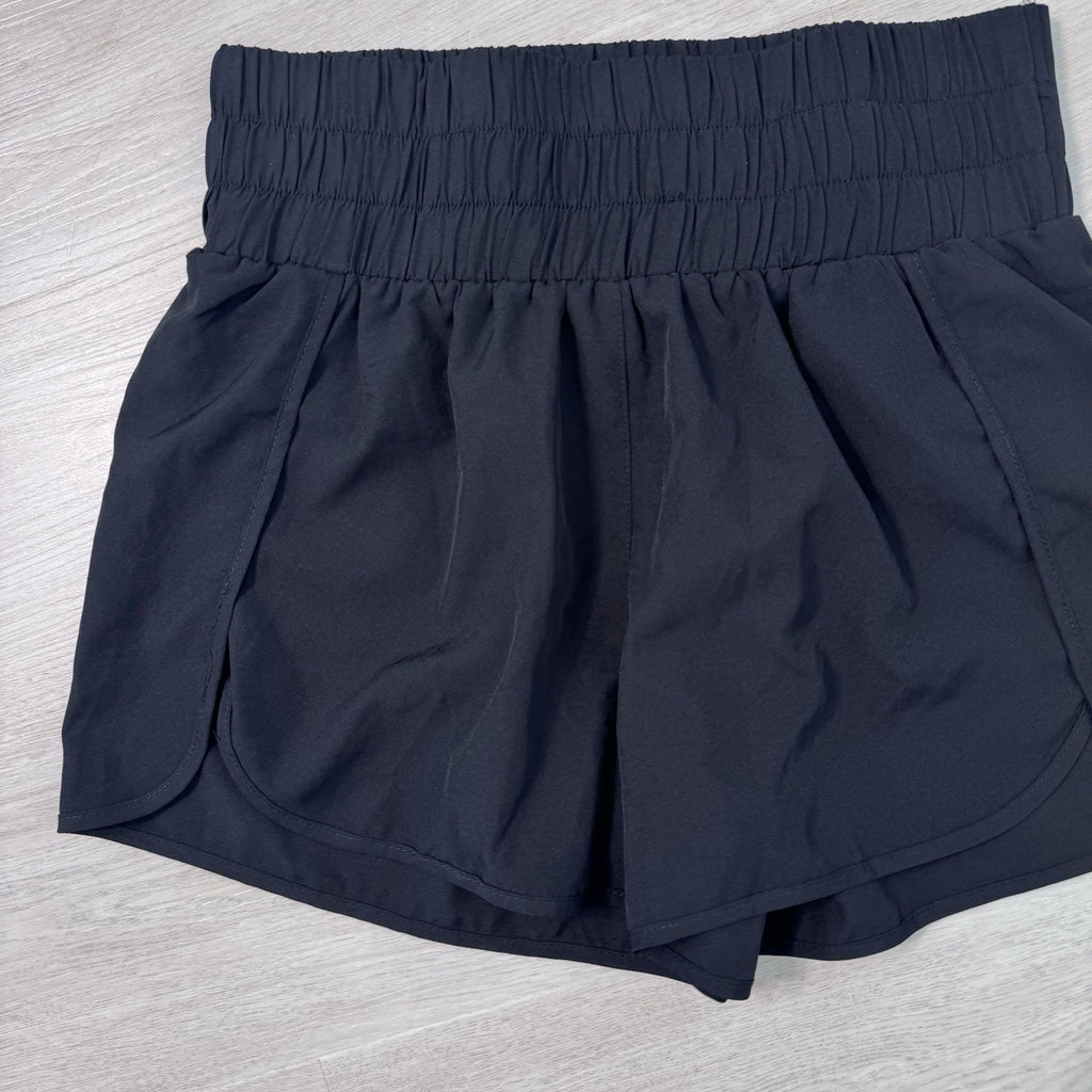 Pink Lily Wide Elastic Band Lined Lounge Athlete Shorts Black Size Large