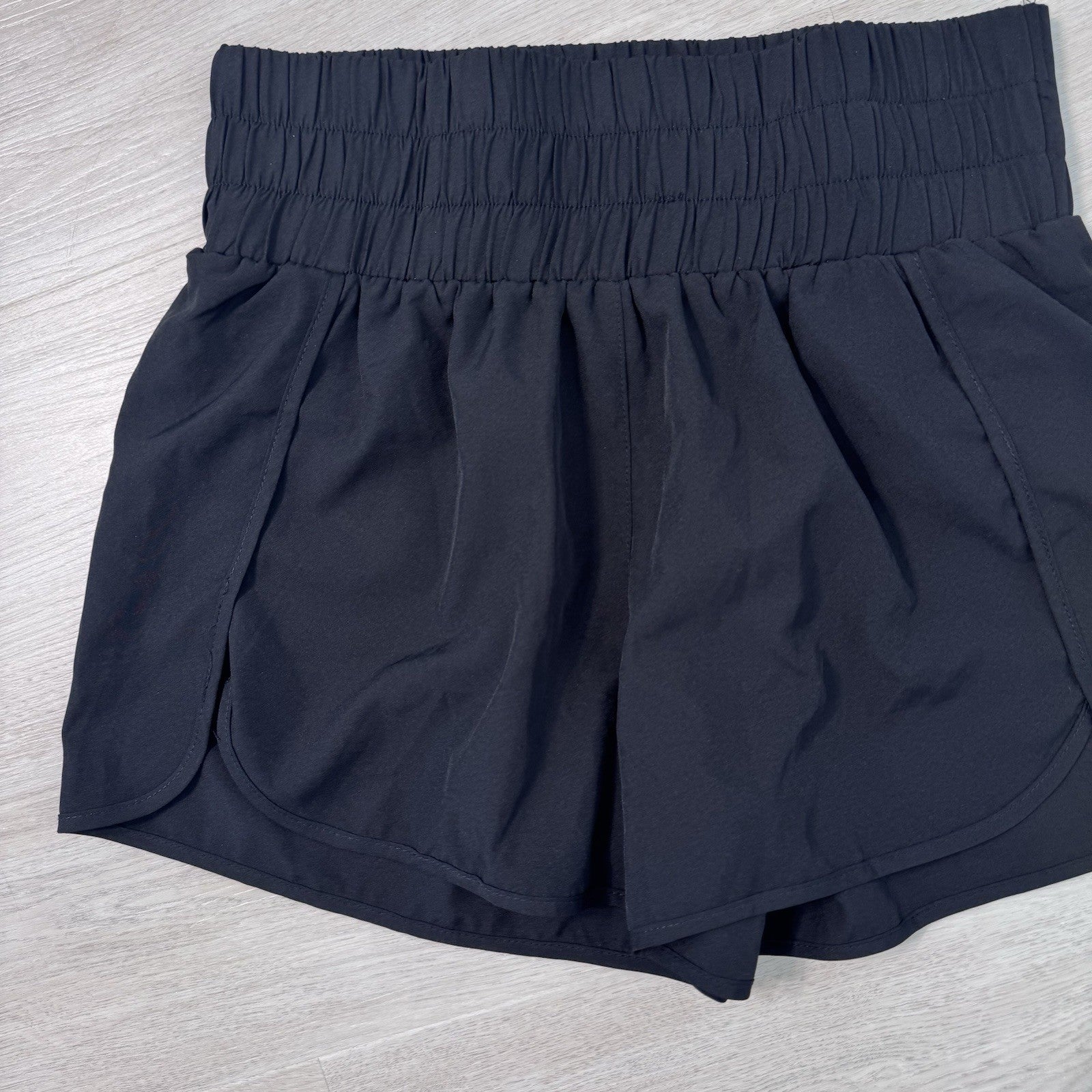 Pink Lily Wide Elastic Band Lined Lounge Athlete Shorts Black Size Large