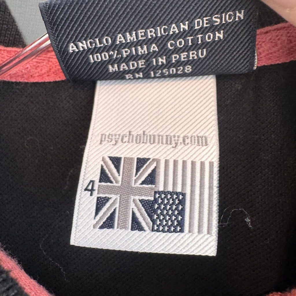 Psycho Bunny Polo Shirt Black Pima Cotton Skull Bunny Logo Mens 4 Men’s