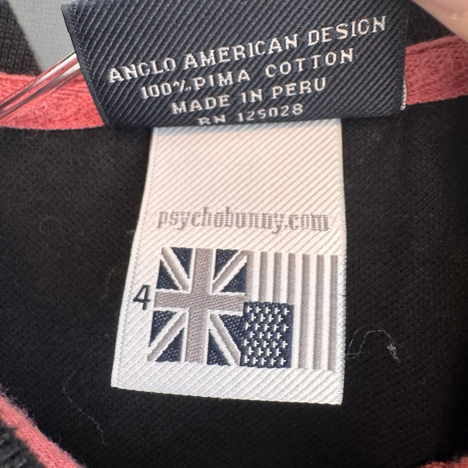 Psycho Bunny Polo Shirt Black Pima Cotton Skull Bunny Logo Mens 4 Men’s