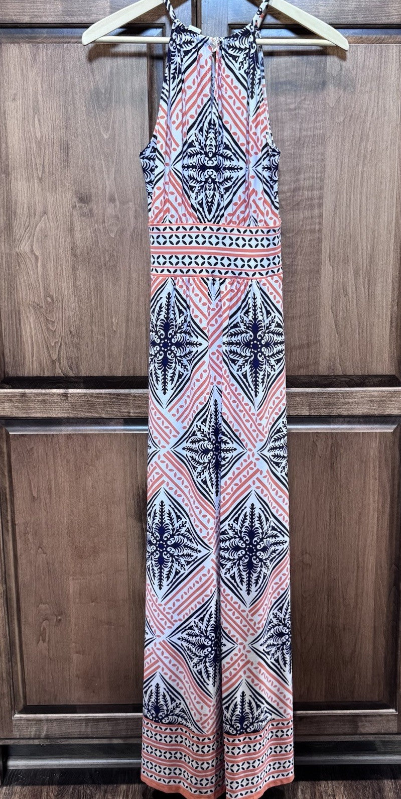 London Times Jumpsuit Size 8 Geometric Print Wide Leg 