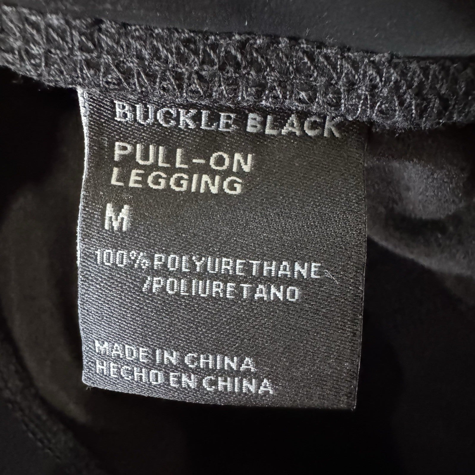 Buckle Black Faux Leather Leggings Women M High Rise Pull On Skinny