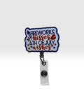 Fireworks Kisses 4th of July Wishes Badge Reel Retractable ID Holder